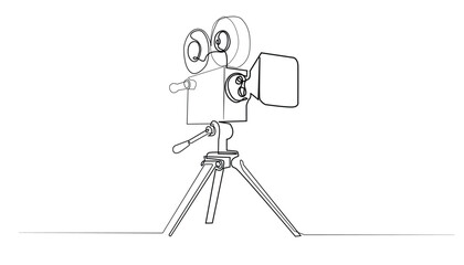 Obraz premium continuous line drawing of retro film camera on tripod.single line drawing of vintage film camera.isolated white background