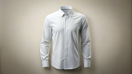 A crisp white long-sleeve dress shirt with a button-down collar.