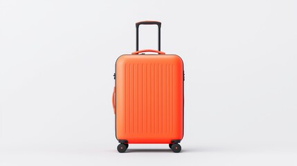 Orange suitcase on a plain background, symbolizing travel and vacation.
