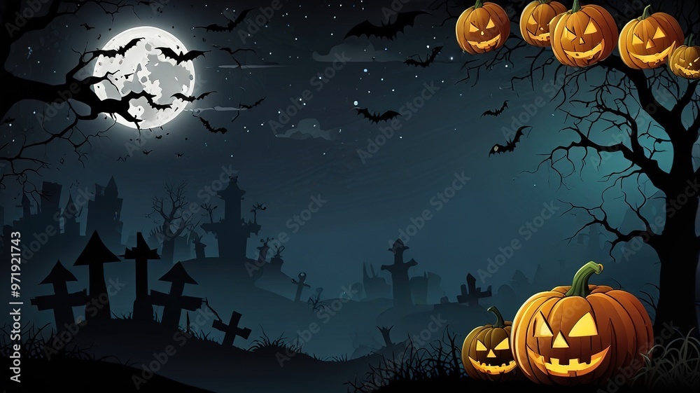 Wall mural halloween element and background template illustration