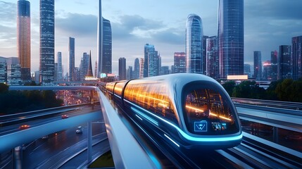 An intelligent transport network in a futuristic city where blockchain ensures secure, transparent, and fast commuting solutions