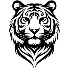 Tiger face portrait silhouette