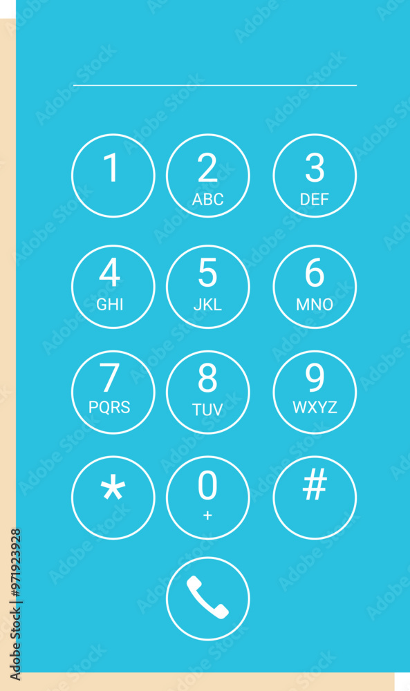 Poster modern smartphone keypad is showing numbers and symbols, ready for making a call or typing a message