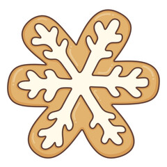 Christmas Gingerbread Cookies in trendy groovy hippie style.Merry Xmas 70s illustration Happy Winter holidays.