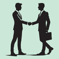 Black Two men Handshake silhouette vector, Business agreement handshake vector.