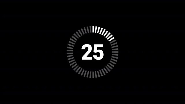  Circle countdown timer thirty seconds animation from 30 to 0 seconds on transparent background with alpha channel, 30 second countdown timer, Countdown video