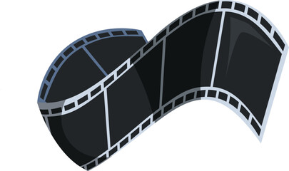 Black film strip is waving on a white background