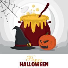 Happy Halloween Poster with halloween elements