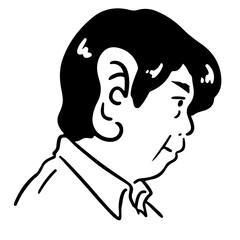 真剣に聴く中年男性の耳がでかい横顔