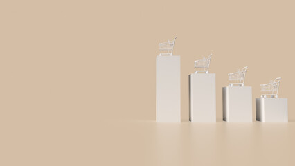 The Shopping cart and chart for Business concept 3d rendering.