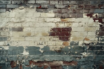 Fototapeta premium Weathered Brick Wall with Peeling Paint