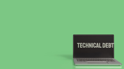 The Technical debt on notebook for Business concept 3d rendering.