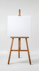 Minimalist easel with blank canvas on a pure white background