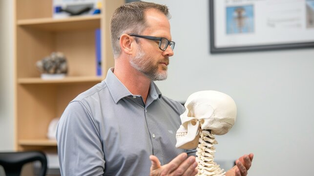Empowering Musculoskeletal Health Education: Chiropractor Demonstrating Treatment with Model for Accessible Wellness Insights