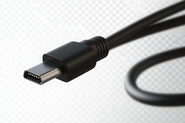 Close-up of black USB-C charging cable