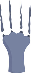 Cartoon illustration of a grey paw with claws extending in the air