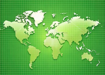 Fototapeta premium Vibrant illustration of Taiwan highlighted in bright green on a modern, minimalist world map with subtle grid lines, emphasizing its global connection and geographical importance.