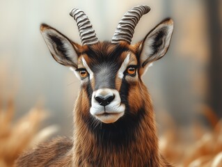 Fototapeta premium Sable Antelope, Hippotragus niger, African Antelope Close Up in Savanna Wildlife