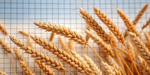 Close up photo of a downward trending financial index chart for wheat, wheat, index, stock market, chart, finance, trading