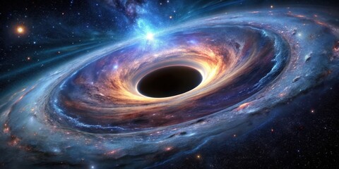A black hole consuming a galaxy, black hole, galaxy, space, astronomy, science, celestial, devour