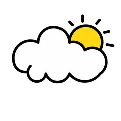 cloud with sun icon vector simple design illustration, weather symbol 