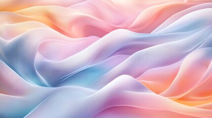 Obraz premium Abstract rhythmic lines in pastel tones, soft waves creating a serene ambiance, calming rhythms background, minimalist abstract art for relaxation