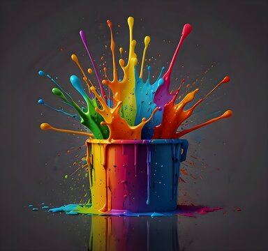 A colorful array of paintbrushes and paint pots on a vibrant backdrop. Ideal for artistic projects, this image captures creativity and the joy of painting with rich ... See More. ai generated ai geger