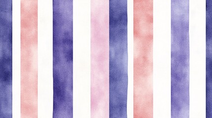 Fototapeta premium Watercolor Dreams: A seamless pattern of blush pink, serene blue, and pristine white stripes creates a calming and chic watercolor texture. 