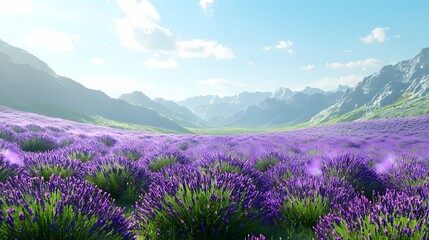 Obraz premium Stunning lavender field under a clear blue sky