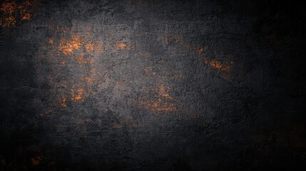 Dark Grunge Textured Background with Rusty Orange Accents for Industrial and Artistic Design Projects