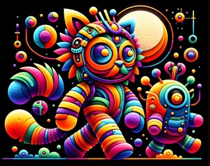 Obraz premium Aventuras Cósmicas: Viaje al Reino de los Colore