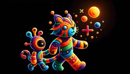 Fototapeta premium Aventuras Cósmicas: Viaje al Reino de los Colore