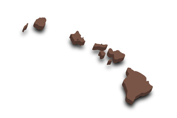 3d Map of Hawaii state with color. United State of America, US, United State