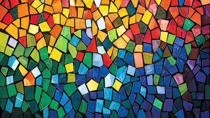 Colorful mosaic artwork showcasing vibrant hues and geometric shapes.