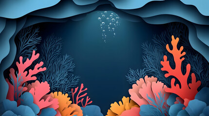 Sea Life Abstract Background Animation with Coral Reefs and Bubbles