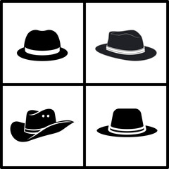four black and white hat elements