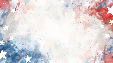 Vintage Fourth of July Frame white Background watercolor