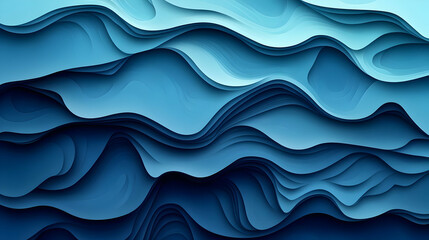 Fototapeta premium Abstract Blue Paper Cut Waves, 3D Background Animation Looping Seamlessly, Motion Graphics, Abstract Shapes, Fluid Design