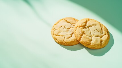 Delicious Sugar Cookies on Mint Green Background - Overhead View