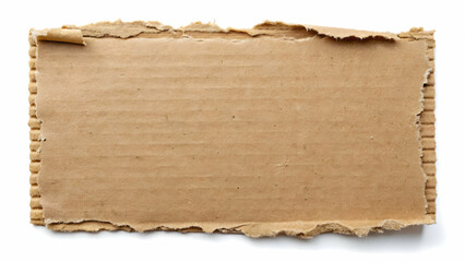 A brown cardboard sheet with ragged edges and a textured surface.