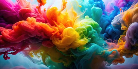 Obraz premium Colorful ink swirling in water creating abstract patterns, ink, colorful, water, abstract, background, vibrant, swirl, vivid