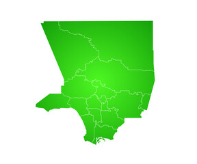 Colored Los Angeles County administrative map. regions map of Los Angeles, blank Map, empty map of Los Angeles