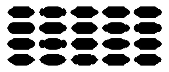 Obraz premium Islamic frames, oriental style objects. Arabic shapes, windows and arches. Traditional ornamental banner, frame. Muslim holidays, Ramadan Kareem. Modern eastern architecture. Vector illustration