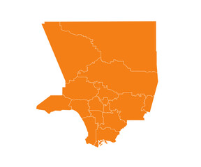 Obraz premium Colored Los Angeles County administrative map. regions map of Los Angeles, blank Map, empty map of Los Angeles