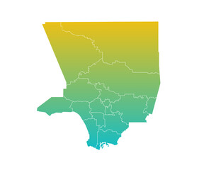 Colored Los Angeles County administrative map. regions map of Los Angeles, blank Map, empty map of Los Angeles