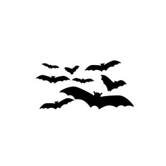 Flat Halloween Bat Flock Silhouette