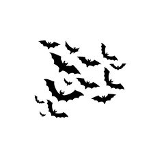 Flat Halloween Bat Flock Silhouette