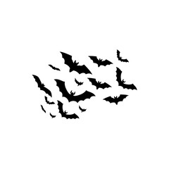 Flat Halloween Bat Flock Silhouette