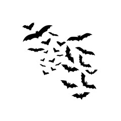 Flat Halloween Bat Flock Silhouette