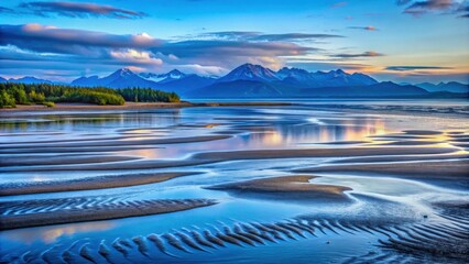 Scenic view of 1am Bristol Bay during low tide in Alaska, Alaska, Bristol Bay, 1am, low tide, scenic, view, nature
